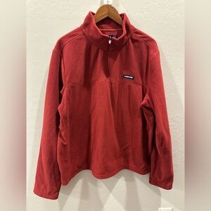 Lands' End Anyweather Fleece Men's XL Brick Red Quarter Zip Pullover Comfy